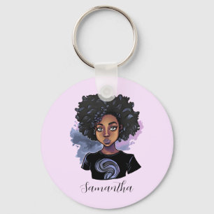 Personlig Sparkling African American Woman Nyckelring