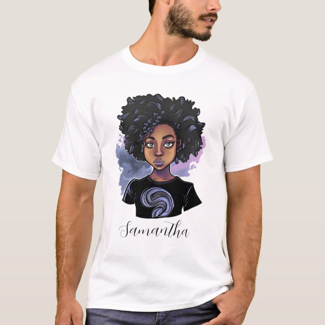 Personlig Sparkling African American Woman T Shirt (Framsida)