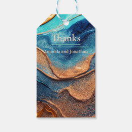 Personlig Sparkly Blue Orange Bröllop Tack Presentetikett