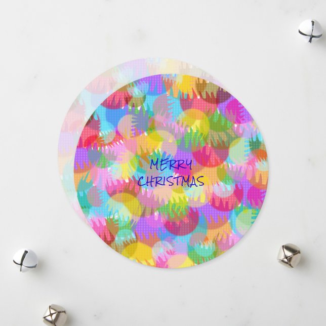 PERSONLIG SPARKLY FÄRGAD GOD JUL JULKORT (Fram/Back In Situ)