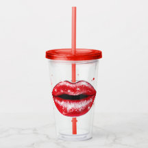 Personlig Sparkly Red Kärlek Läppar Akryltumbler