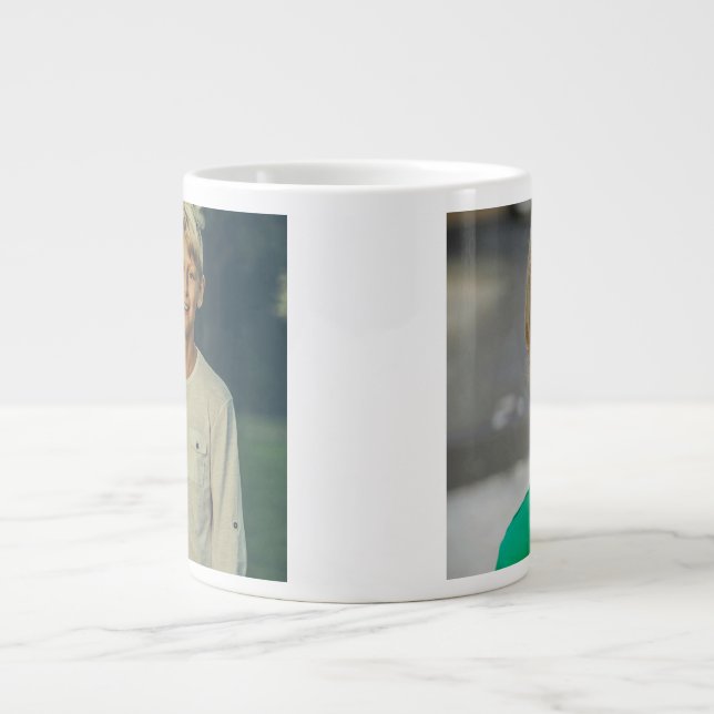 Personlig specialdesignad 2-foto dubbelsidig jumbo mugg (Framsidan)