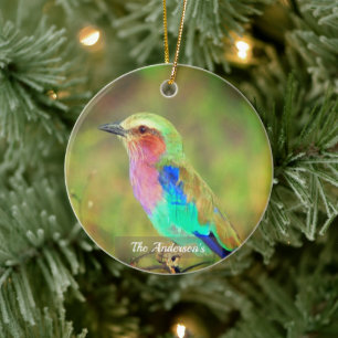 Personlig specialdesignad multicolor fågelbild julgransprydnad keramik