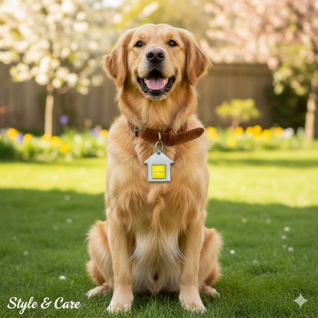 Personlig specialtillverkad husformad halsbandsmär ID-bricka husdjur (Personalized Custom Name House Shaped Pet Tag)