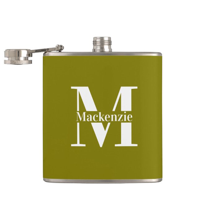 Personlig specialtillverkad monogram grön fickplunta (Öppnad)