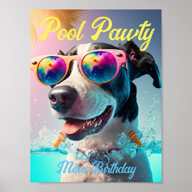 Personlig Speciellare Bassäng Pawty för din Hund P Poster (Framsidan)