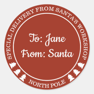 Personlig Speciellare leverans från Santa Sticker Runt Klistermärke