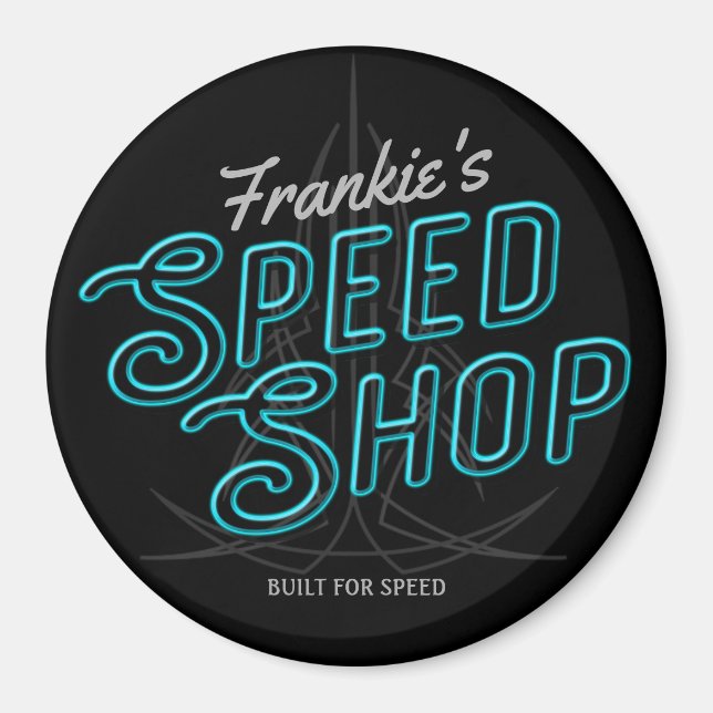Personlig Speed Shop Anpassningsbar Neon Hot rod G Magnet (Framsidan)