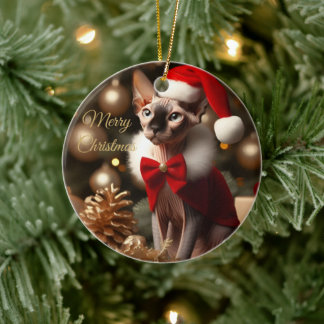 Personlig Sphynx Katt Jul Djur Foto Julgransprydnad Keramik
