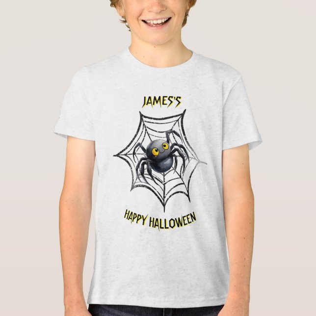 *Personlig Spider Kids Halloween T Shirt (Framsida)