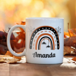 Personlig Spindel Regnbåge Halloween Kaffemugg