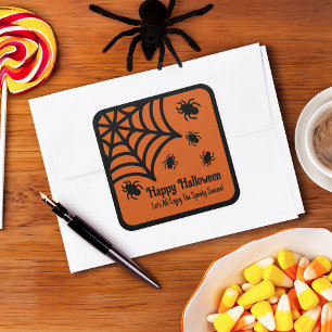 Personlig Spindelnät Halloween Fyrkantigt Klistermärke