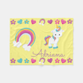 Personlig Spipande Baby Unicorn & Rainbow Fleecefilt