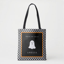 Personlig spökhalloweenpåse för trick or treat tygkasse