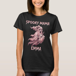 Personlig Spöklik Mamma Coquette Boba Rosa Spöke T Shirt