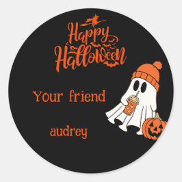 Personlig Spökpumpa Gott Halloween Boo Runt Klistermärke