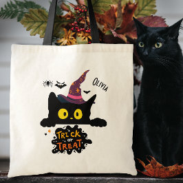 Personlig Spooky Black Cat Bus eller godis Tygkasse