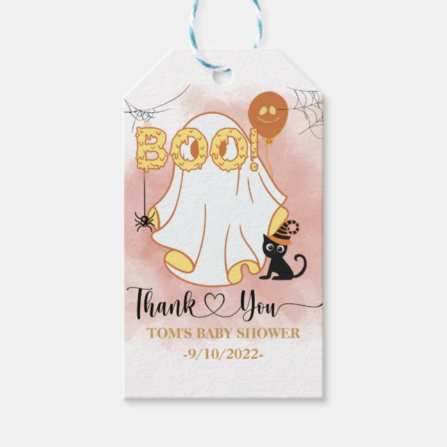 Personlig Spooky Boo Babydusch Märkre Presentetikett (Framsidan)