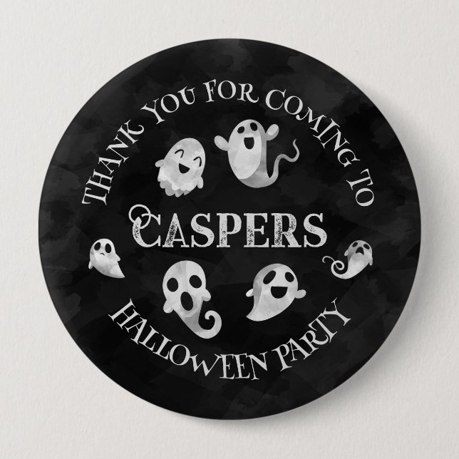 Personlig Spooky Ghost Halloween Button Badge Knapp (Framsida)