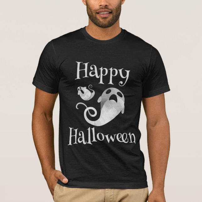 Personlig Spooky Ghost Halloween Manar T Shirt (Framsida)