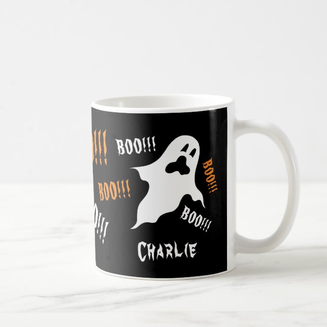 Personlig Spooky Halloween Spöken Coffee Mugg (Höger)