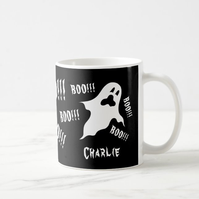 Personlig Spooky Halloween Spöken Coffee Mugg (Höger)