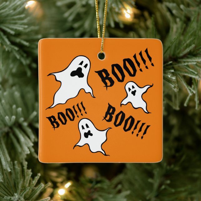 Personlig Spooky Halloween Spöken Julgransprydnad Keramik (Träd)