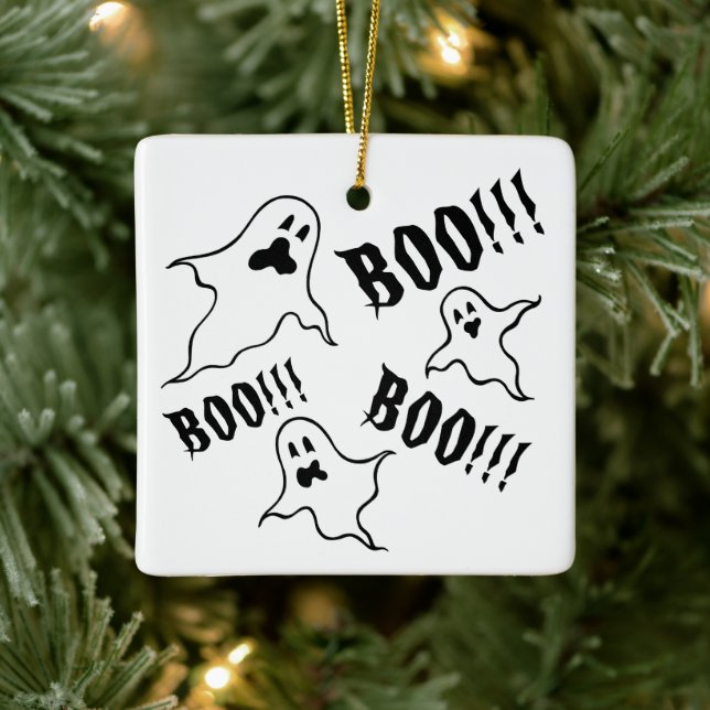 Personlig Spooky Halloween Spöken Julgransprydnad Keramik (Träd)