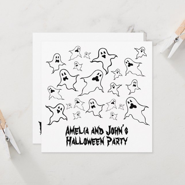 Personlig Spooky Halloween Spöken Party-inbjudan Inbjudningar (Fram/Back In Situ)