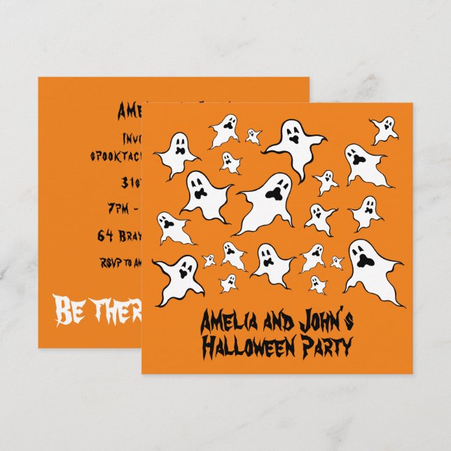 Personlig Spooky Halloween Spöken Party-inbjudan Inbjudningar (Fram/baksida)