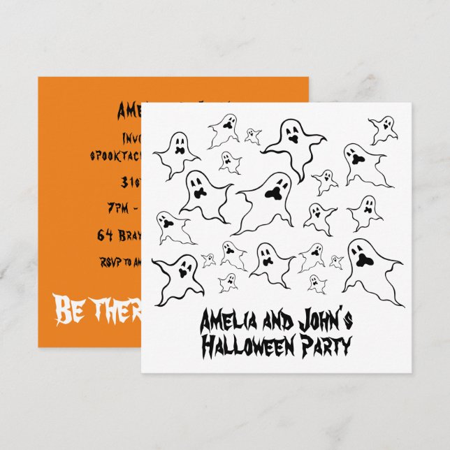 Personlig Spooky Halloween Spöken Party Inbjudningar (Fram/baksida)