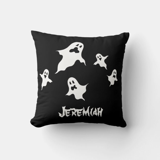 Personlig Spooky Halloween Spöken Throw Cushion Kudde (Framsida)