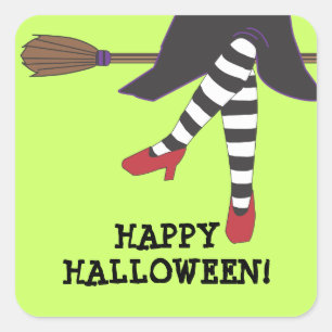 Personlig Spooky Witch Halloween Sticker Fyrkantigt Klistermärke