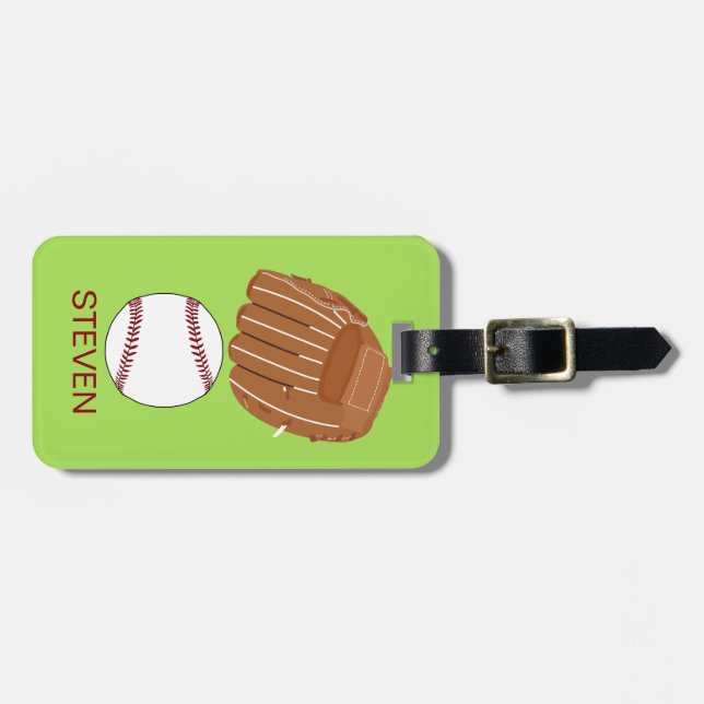 Personlig Sport Baseball boll och handske Bagagebricka (Horisontell Framsida)