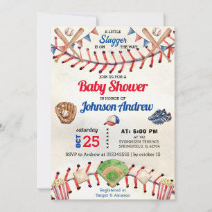 Personlig Sport Baseboll Baby Shower lilla slugger Inbjudningar