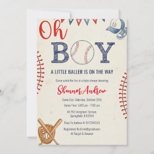 Personlig Sport Digital Baseboll Baby Shower Inbjudningar