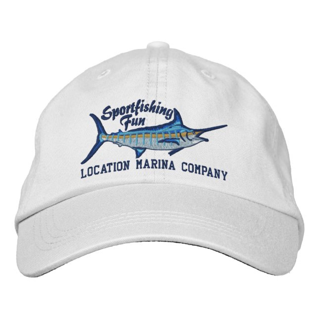 Personlig Sport Fishing Blue Marlin Embroidery Broderad Keps (Framsida)