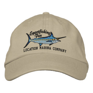 Personlig Sport Fishing Blue Marlin Embroidery Broderad Keps