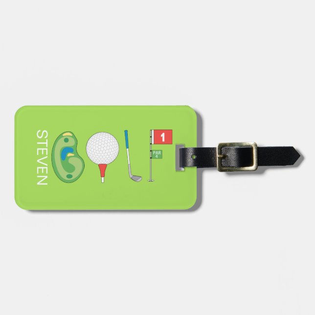 Personlig Sport Golf player namn Bagagebricka (Horisontell Framsida)
