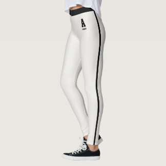 Personlig Sport Neutral Svarta Ränder Monogram Leggings