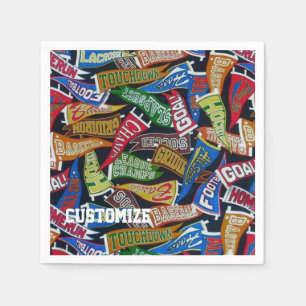 Personlig Sportfantast Pennant Mönster Napkins Pappersservett