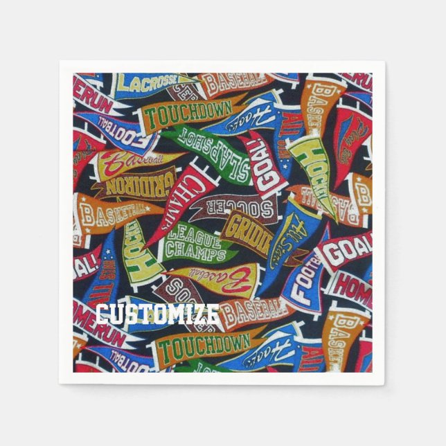 Personlig Sportfantast Pennant Mönster Napkins Pappersservett (Framsidan)