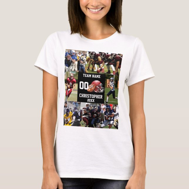 Personlig Sports Photo Collage Football T Shirt (Framsida)