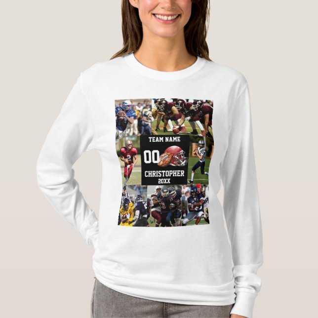 Personlig Sports Photo Collage Football T Shirt (Framsida)