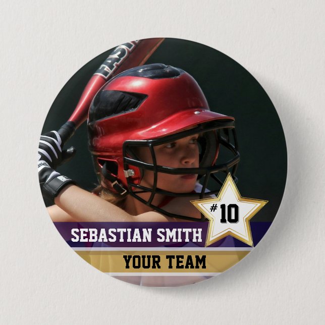 Personlig Sports Team Photo Buttons & Stift Knapp (Framsida)