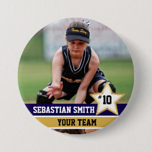 Personlig Sports Team Photo Buttons & Stift Knapp