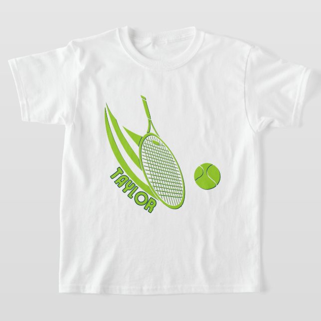 Personlig Sports with Namn tennis Barn T Shirt (Laydown)