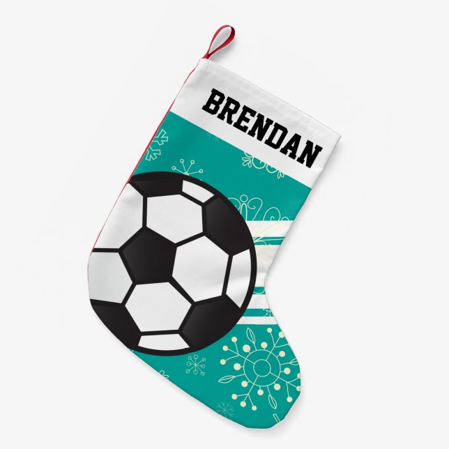 Personlig Sporty Rand Ocer Ball Teal Blue Liten Julstrumpa (Framsidan (Hängande))