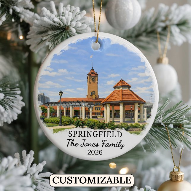 Personlig Springfield-ornament, Anpassad Illinois Julgransprydnad Keramik (Skapare uppladdad)