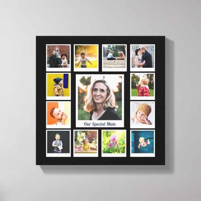 Personlig Square Photo Collage Family Modern Canvastryck (Framsida)